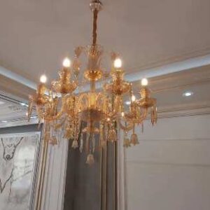 لوستر عسلی 6 شاخه باکارا
